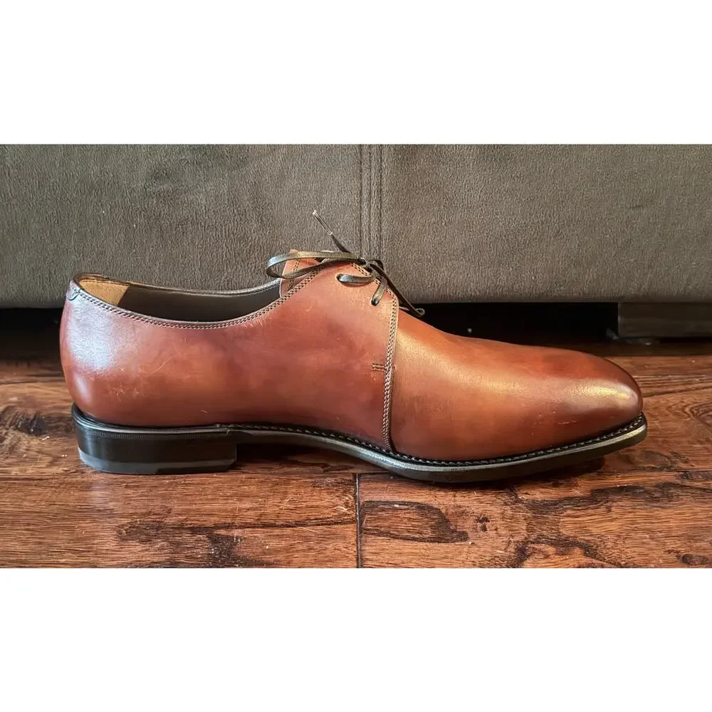 $1,295 Salvatore Ferragamo Napoli Brown Leather Derby Dress Shoes US 8.5 EEE NIB